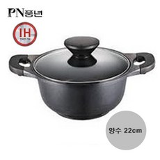 PN풍년 IH 주물 양수냄비, 22cm, 펄블랙, 1개