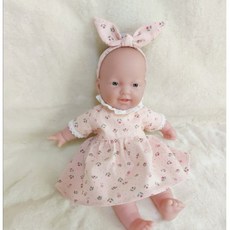 28cm 미니라베이비 베렝구어옷 (인형미포함) 튤립원피스+헤어밴드, 1개