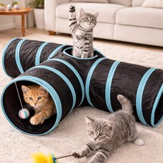 앤틱스 T형 숨숨집 고양이 터널, 1개, 검정