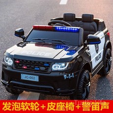 전동차 전동 경찰차 장난감 카 사륜 폴리스카 푸쉬카 선물, 전기 구동, 4륜 블랙, 1개