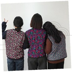 겨울 방한 누빔 조끼 할머니 레트로 꽃무늬 보온 융털 시골 일바지 스타일