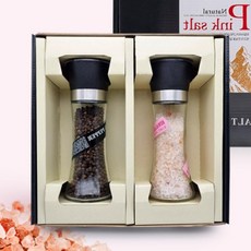 히말라야 핑크소금 통후추 2종 선물세트 (후추그라인더 80g)+(핑크소금그라인더 180g) 핑크솔트 답례품, 1세트