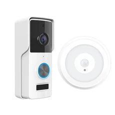 투야 앱 2MP 1080P WIFI IP 도어벨 배터리 전원 140도 광각 비주얼 비디오 (실내 차임벨 포함), 02 with chime