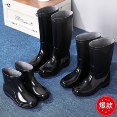 雨鞋男高筒防水鞋雨靴中筒短筒防滑加厚耐磨長筒戶外釣魚工地膠鞋, 黑底-高筒【加絨款】厚底,39