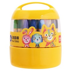 Deli 油畫棒 兒童繪畫彩色筆 附收納桶, 12個, 1組