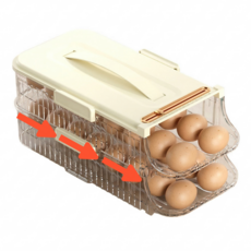 와이엠베스트 자동 롤링 계란트레이 보관함 2단 32구, 베이지, 1개