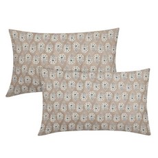 베이지 Flroal 블록 프린트 요추 베개 커버 30.5 x 50.8cm(12 20인치) 빈티지 플라워 패턴 천연 직물 러스틱 리넨 쿠션 케이스 농가 홈 데코 침대 소파 현관