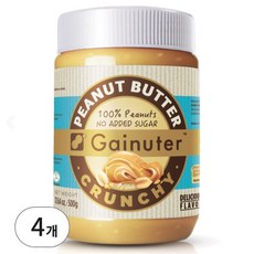 제이넛터 무가당 100% 땅콩버터 크런치, 4개, 500g