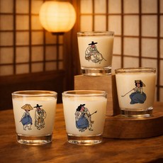 신윤복 변색 소주잔 4p세트 집들이 선물 세트, 1세트, 신윤복 변색 막걸리잔(물컵)4p