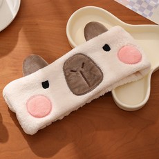 可愛水豚造型洗臉髮箍，適合化妝敷面膜時束髮使用, 1個, 白,8*24cm