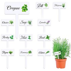 ECLATIS Adecortalk 24피스 아크릴 허브 정원 표지판 식물 라벨 간편 방수 재사용 가능한 태그 묘목 아기방 야외 실내 퍼머넷 마커 308303, Acrylic