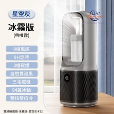 TRADER 雙渦輪風扇-F12 冰霧版 9檔風速 9小時定時 3檔夜燈 自然貫流風 三相電機 94翼冰輪, 【F12 冰霧版 星空灰】雙渦輪風扇