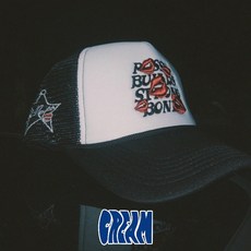 CREAM LAB 性感唇印刺繡卡車帽 嘻哈風格棒球帽, 1個, 黑白 B&W, 黑白 B&W