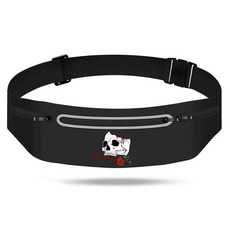 NRUXT 스컬 슬림 러닝 벨트 여성용 조절 가능한 블랙 패니 팩 스켈레톤 핸드 스케이트보드 러닝백 방수 반사 파우치 3개 조깅 사이클링 힙합용 허리 팩 백 17329, Skull Rose