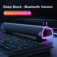 맥북 노트북 PC 음악 플레이어 오디오용 서브우퍼 블루투스 유선 4D 스테레오 사운드 컴퓨터 스피커 바, 01 Bluetooth Black