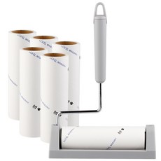 로이엘 사선컷팅 테이프클리너 핸들+리필6개 160mm 돌돌이 리필 먼지 롤클리너 고양이털제거, 02. 핸들+거치대+리필(90회분)x6개, 1개