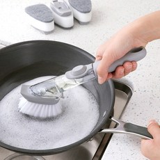 約翰家庭百貨長柄加液洗鍋刷 附3個可替換海綿刷頭, 1個