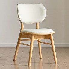 푸딩 원목 식탁의자 PU 쿠션 카페 체어, 2개, 내추럴_베이지