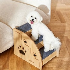 BIKASU 반려동물 원목 계단 튼튼 논슬립 강아지 계단 고양이 계단, 1개, 원목 컬러
