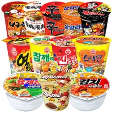 소컵라면 12종 세트 육개장사발면 + 신라면 + 안성탕면 + 너구리 + 김치사발면 + 짜파게티범벅 + 진라면매운맛 + 참깨라면 + 열라면 + 스낵면 + 불닭볶음면 + 삼양라면, 1박스