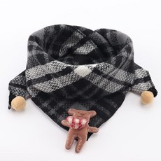 용 방풍 보온 삼각 스카프 어린이 겨울용 목도리 남아 여아용, 블랙