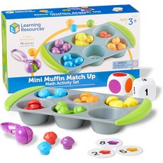 [러닝리소스] 미니 머핀 색분류 수세기 게임 소근육 발달 교구 Learning Resources Mini Muffin Match Math Activity Set, 혼합, 1개