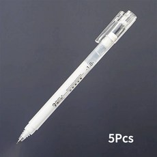 12/1개 화이트 젤 잉크 형광펜 마커 펜 부드러운 브러쉬 팁 방수 페인트 미술 드로잉 스케칭 검정 종이 만화용 213850, 5Pcs White 1.0mm