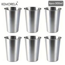 KEMORELA 4PCS 스테인레스 스틸 컵 300/400/500ML 스테인레스 스틸 텀블러 파인트 캠핑 컵 마시는 안경 쌓을 수있는 금속, 301-500ml, 1개, 6pcs-300ML
