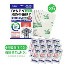 來而康 麗臺 amor BtNPN植物奈米貼片 6片/包 麗台貼布 涼感貼布 深層舒緩, 1箱, 6包販售-贈6包(1片入), 6個裝