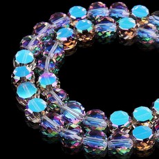 DIQIO 주얼리 제작용 6mm 스파클 플랫 크리스탈 비즈 - 팔찌용 코인 스페이서 라운드 슬라이스 93-100개 레이크 블루 AB 164529, 반투명 퍼플