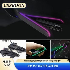 새로운 Y 주니퍼 최신형 LED 전동 도어 핸들 (테슬라 모델 3 Y 하이랜드 자동 팝업 색상 조절 가능 자동 도, 03 Model 3 2021-2024