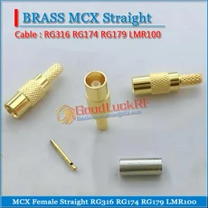 MCX 암수 90도 직각 윈도우 크림프 RG179 LMR100 스트레이트 타입 L RF 동축 케이블 금도금 구리, 03 5 Pcs, 01 Brass, 04 MCX Female Straight