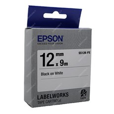 SS12K-PX 흰색 바탕 검정 글씨 라벨 정품 엡손 12mm, 1개