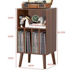 엘피 정리함 수납장 턴테이블 원목 선반 진열장 꽂이, 오크색(길이48폭40높이82.5cm)
