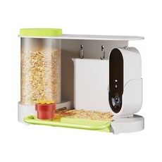 Zoobuddy 智慧小鳥餵食器 AI 辨識 1080p 可調鏡頭, 黃綠色 太陽能 大容量電池, 1000g, 1個