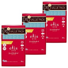 에리스 콤팩트 가드 날개 길이 25cm 특히 많은 낮용 114장 38장×3팩 대용량 대량 구매