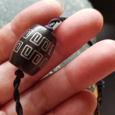 黑檀銀絲桶珠手編繩, 1個