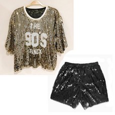 이지로지엑스 스팽글 크롭 단체복 반짝이 걸스힙합 댄스복 에어로빅 줌바웨어 라인댄스복세트