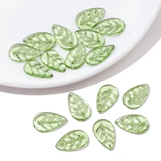내추럴 리프 아크릴 구슬 50개｜포레스트 스타일 액세서리 DIY 세트 목걸이 팔찌, 04LGN, 50pcs
