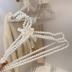 Girly Pel 반짝이 플라스틱 옷걸이. 로브 코트. 옷장용 투명 신제품, [01] Pearl hanger, [02] 5pcs
