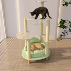 EVIO 원목 캣타워 소파 고양이숨숨집, 1개, 녹색