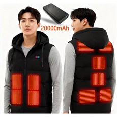 발열조끼 후드 패딩 베스트 11단 온도조절 경량 방한 아웃도어 등산 러닝 (20000mAh 보조배터리 포함)
