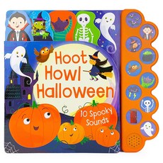 Hoot Howl Halloween 를 위한 10가지 사운드 버튼 책 무서운 소리가 나는 인터랙티브 북, Board book