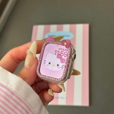 hellokitty헬로키티 큐빅 애플워치4/5/6/7/8/9/10/11/se1/2/3 고양이귀 케이스, 2. 로즈핑크