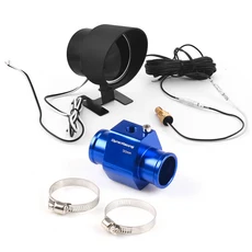 호환 2 in 1 LCD 블루 디지털 차량 12V 수온 게이지 1-99 섭씨 10-24V 전압계 1/8NPT 온도 센서 어댑터 조, 08 With 30mm adapter