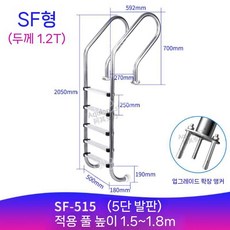 야외 풀장 사다리 수영장 출입 보조대 계단 난간 간이 안전바, 304SF-5/1.2두께직결