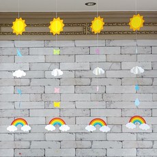 무지개 모빌 어린이집 유치원 사계절 봄 여름 가을 겨울 천장 장식, 4.무지개-빗방울