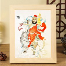 조공명 무재신 조원수 고화질 족자 벽걸이 거실 풍수 그림 탁상용 액자 인테리어, 01 원목 색상