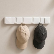 포니홈 무타공 흡착식 후크 접착 모자걸이 욕실 거치대, 1개, 화이트 4구