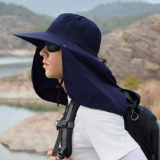 可愛襪子戶外寬帽簷抗UV帽子, 深藍色